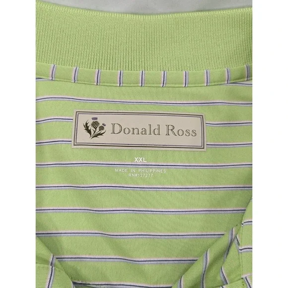 Donald Ross Polo Shirt Mens 2XL Golf Striped Performance Green Tree Country Club - Picture 3 of 7